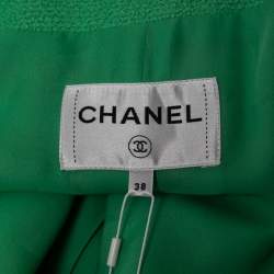 Chanel Green Tweed Buttoned Multi Pockets Icon Jacket M