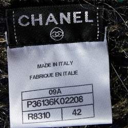 Chanel Black/Metallic Lurex Knit Buttoned Long Cardigan Coat L