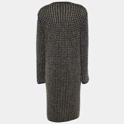 Chanel Black/Metallic Lurex Knit Buttoned Long Cardigan Coat L