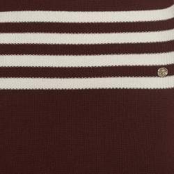 Pre Owned Chanel Burgundy Striped Cashmere Sweater Dress L
