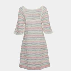 Pre Owned Chanel Multicolor Striped Knit Midi Dress M