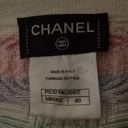 Pre Owned Chanel Multicolor Striped Knit Midi Dress M