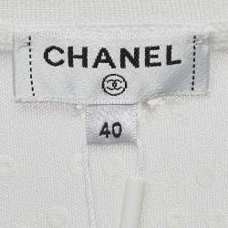 Chanel White Sequin Embroidered Mesh Pullover Top M