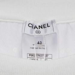 Chanel White Sequin Embroidered Mesh Scalloped Shorts L
