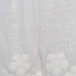 Chanel White Sequin Embroidered Mesh Scalloped Shorts L