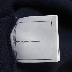 Chanel Navy Blue Cashmere Button Detailed Round Neck Sweater XL