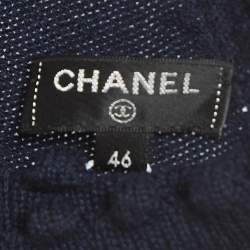 Chanel Navy Blue Cashmere Button Detailed Round Neck Sweater XL
