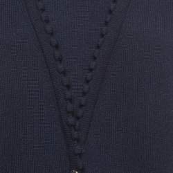 Chanel Navy Blue Cashmere Button Detailed Round Neck Sweater XL