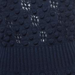 Pre Owned Chanel Navy Blue Cotton Knit Sleeveless Mini Dress L