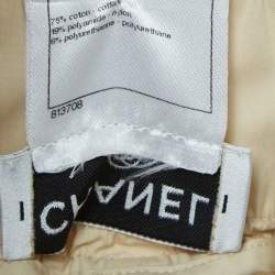 Chanel Light Beige Cotton Blend Waist Tie Detail Elasticated Hem Trousers M