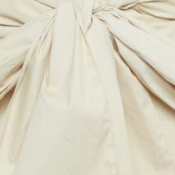 Chanel Light Beige Cotton Blend Waist Tie Detail Elasticated Hem Trousers M
