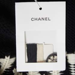 Pre Owned Chanel Black Wool/Cashmere Embellished Belted Cardigan L