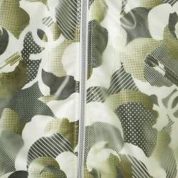 Chanel Dark Green Printed Synthetic Vinyl Bomber Jacket M