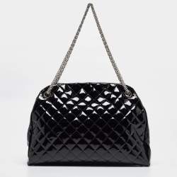 Pre Owned Chanel Black Quilted Patent Leather Large Just Mademoiselle Bowler Bag