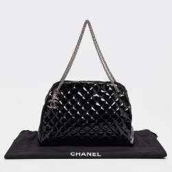 Pre Owned Chanel Black Quilted Patent Leather Large Just Mademoiselle Bowler Bag