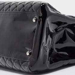 Pre Owned Chanel Black Quilted Patent Leather Large Just Mademoiselle Bowler Bag