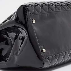 Pre Owned Chanel Black Quilted Patent Leather Large Just Mademoiselle Bowler Bag