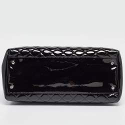Pre Owned Chanel Black Quilted Patent Leather Large Just Mademoiselle Bowler Bag