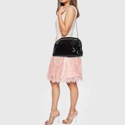 Pre Owned Chanel Black Quilted Patent Leather Large Just Mademoiselle Bowler Bag