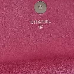 Chanel Pink Iridescent Quilted Patent Leather CC Chain Clutch