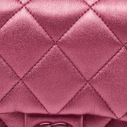 Chanel Metallic Pink Quilted Leather Mini Flap Bag