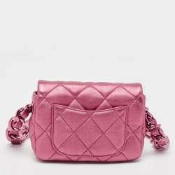 Chanel Metallic Pink Quilted Leather Mini Flap Bag