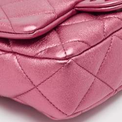 Chanel Metallic Pink Quilted Leather Mini Flap Bag