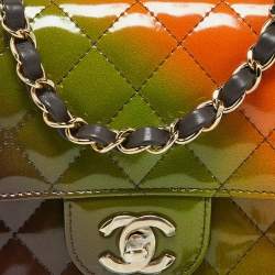 Pre Owned Chanel Multicolor Quilted Patent Leather Mini Rectangle Classic Flap Shoulder Bag