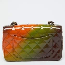 Pre Owned Chanel Multicolor Quilted Patent Leather Mini Rectangle Classic Flap Shoulder Bag