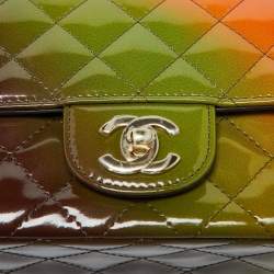 Pre Owned Chanel Multicolor Quilted Patent Leather Mini Rectangle Classic Flap Shoulder Bag