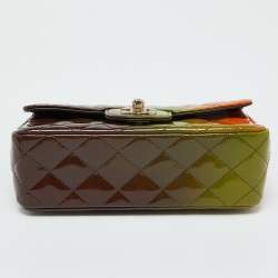 Pre Owned Chanel Multicolor Quilted Patent Leather Mini Rectangle Classic Flap Shoulder Bag