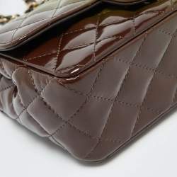Pre Owned Chanel Multicolor Quilted Patent Leather Mini Rectangle Classic Flap Shoulder Bag
