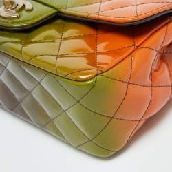 Pre Owned Chanel Multicolor Quilted Patent Leather Mini Rectangle Classic Flap Shoulder Bag
