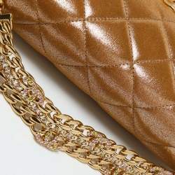 Pre Owned Chanel Gold Iridescent Quilted Leather Flap Chain Bag
