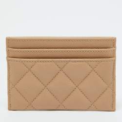 Pre Owned محفظة بطاقات شانيل جلد كافيار أسود مبطن