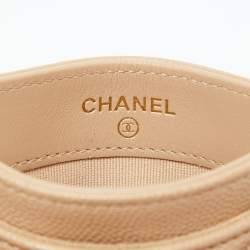 Pre Owned محفظة بطاقات شانيل جلد كافيار أسود مبطن