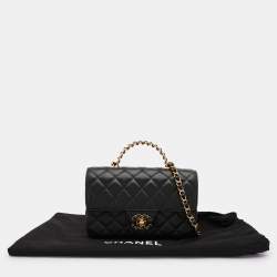 Chanel Black Quilted Leather Mini Flap Top Handle Bag