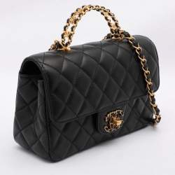 Chanel Black Quilted Leather Mini Flap Top Handle Bag