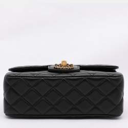 Chanel Black Quilted Leather Mini Flap Top Handle Bag