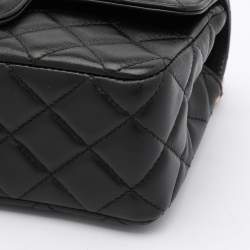 Chanel Black Quilted Leather Mini Flap Top Handle Bag