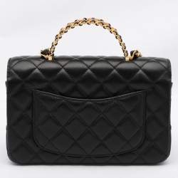 Chanel Black Quilted Leather Mini Flap Top Handle Bag