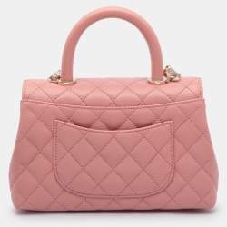 Chanel Pink Quilted Caviar Leather Mini Coco Top Handle Bag