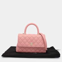 Chanel Pink Quilted Caviar Leather Mini Coco Top Handle Bag