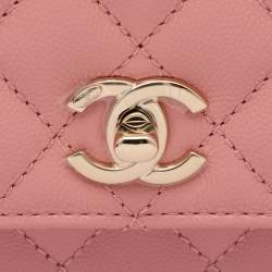 Chanel Pink Quilted Caviar Leather Mini Coco Top Handle Bag