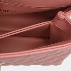 Chanel Pink Quilted Caviar Leather Mini Coco Top Handle Bag