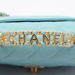 Chanel Blue Quilted Leather Mini Strass On Flap Top Handle Bag