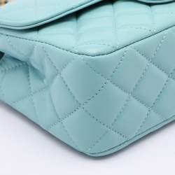 Chanel Blue Quilted Leather Mini Strass On Flap Top Handle Bag