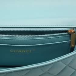 Chanel Blue Quilted Leather Mini Strass On Flap Top Handle Bag