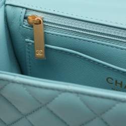 Chanel Blue Quilted Leather Mini Strass On Flap Top Handle Bag