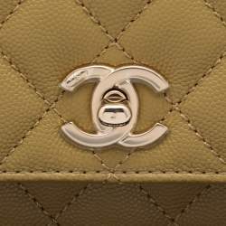 Chanel Olive Green Quilted Caviar Leather Mini Coco Top Handle Bag